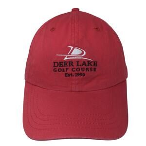 Deer Lake Golf Course Est. 1990 Baseball Cap Red One Size Adjustable Cotton ADG